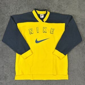 Vintage Nike Y2K Black Spellout Sweater Crewneck Youth Size L (14-16) yellow